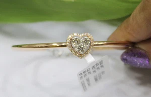 0.62ct Natural Round Diamond 14K Solid Rose Gold Wedding Heart Bracelet - Picture 1 of 5