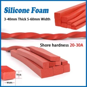 Red Silicone Foam Sponge Square Sealing Strip 3-40mm Thick 5-60mm Width - Picture 1 of 7