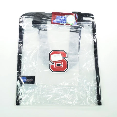 UCAA NC State Wolfpack Clear Tote Bag with Handles and Zipper Closure 11"x13" Cover