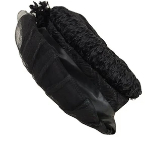 Vintage 20's Hat Black Straw Netting Floral William Taylor & Sons size 7 1/2 - Picture 1 of 10