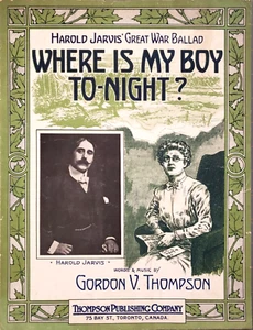 Sheet Music Where Is My Boy Tonight 1915 Harold Jarvis Great War Ballad Thompson - Picture 1 of 4