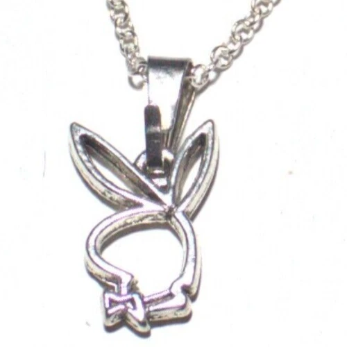 Mini Collar Colgante Playboy Plata Brillante Antiguo 10x16mm con Cadena Rolo de 20" Foto 1 de 1
