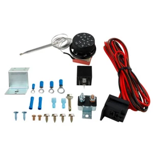 12V INCH Electric Radiator Engine Fan+Adjustable Fin Probe Thermostat Switch Kit - Picture 1 of 6