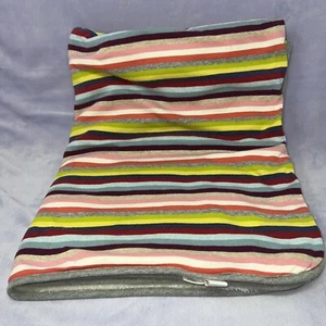 Baby Gap striped Blanket soft white plush reverse side red yellow green pink - Picture 1 of 3