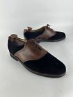 Vintage Cole Haan Saddle Oxfords Mens 10 D Suede Made In Usa Brown Leather 58641