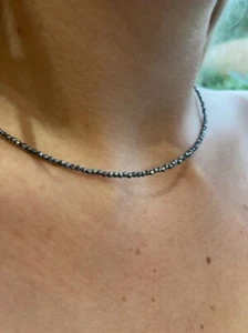 2-3 mm Silber Pyrit facettierte runde Edelstein Perlen minimalistisch zierliche Halskette 18 Zoll - Bild 1 von 10