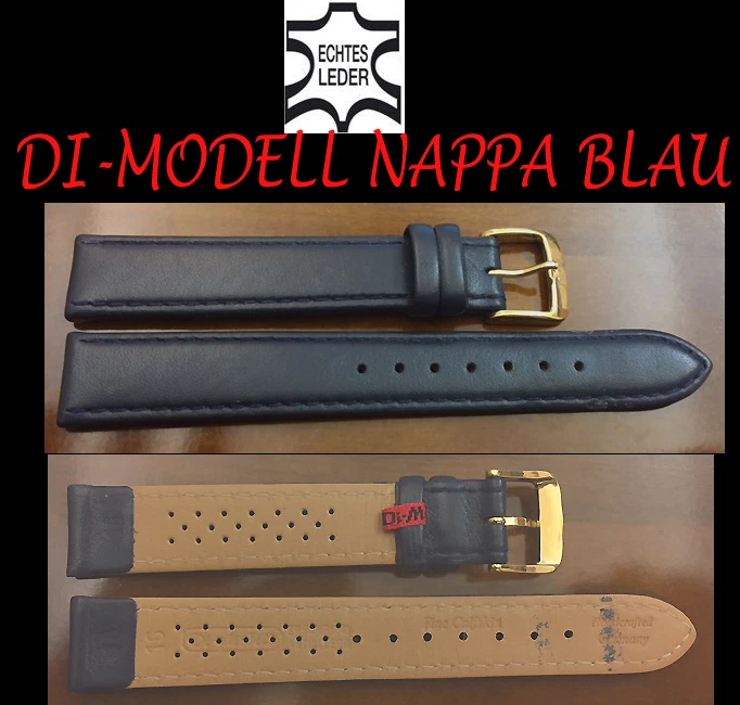 Correa de reloj de cuero genuino modelo Di 16 mm napa azul oscuro muy buena calidad Foto 1 de 1