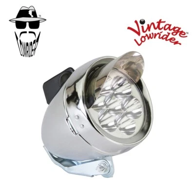 F&R LOWRIDER F&R ORIGINAL LOWRIDER Bicycle Bike Bullet Light W/Visor 7 LED Bulbs Chrome