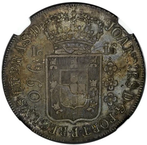 BRAZIL 960 Reis 1816-R NGC XF45 Rio de Janeiro mint Struck on Spanish 8R - Picture 1 of 5
