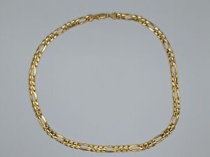 14K Yellow Gold Figaro Chain Necklace 20" Inches Long 35gm 8mm wide
