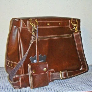 【NEW】AMERILEATHER 2700-4 VINTAGE LEATHER FLAPOVER BUSINESS BRIEFCASE -DARK BROWN - Picture 1 of 7