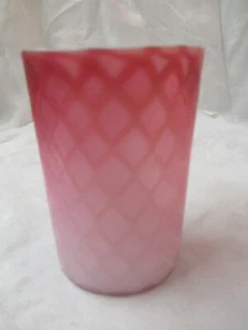 Antique Thomas Web Victorian glass Tumbler Cup satin pink quilted Diamond - Picture 1 of 5