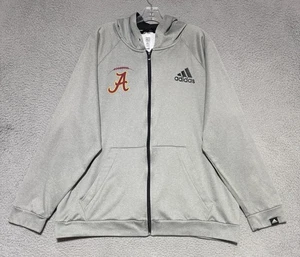 adidas Alabama Crimson Tide full zip fleece hoodie Mens 2XL Gray No drawstring - Picture 1 of 8