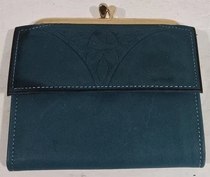 Vtg Rolfs American Classic Cowhide Teal Leather Womens Wallet for Restoration - Picture 1 of 9