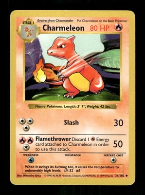 Pokemon Charmeleon Uncommon Base Set (Shadowless) 024/102 LP - Image 1 of 2