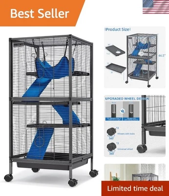 Jaulas metálicas para animales pequeños de 45"" H, jaula enrollable para chinchilla con rampas extraíbles,... Foto 1 de 4