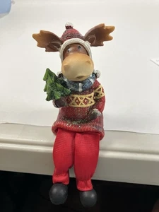 De Colección Navidad Alce Estante Cuidador, Lindo Suéter, Piernas y Botas Cuelgan - Imagen 1 de 8