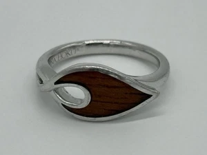 Na Hoku Maile Leaf Wood Inlay Sterling Silver Band Ring - (Size 7.25) - Picture 1 of 4