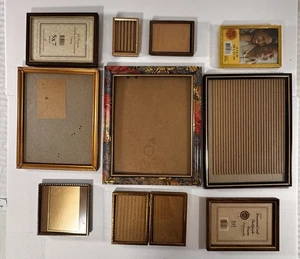 Vtg Picture Photo Frames Brass Gold Tone MCM FLORAL Varies  MIXED LOT 0f 10 - Picture 1 of 5
