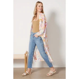 Z SUPPLY Nuovo con etichette Evereve Palm Multicolore Leggero Kimono Wrap // S - Foto 1 di 15