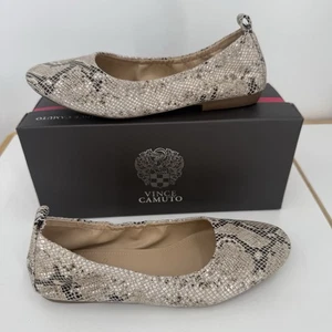 Vince Camuto Etheda schwarz natürlich metallic Schlangenleder Ballerinas Größe 9M neu - Bild 1 von 13
