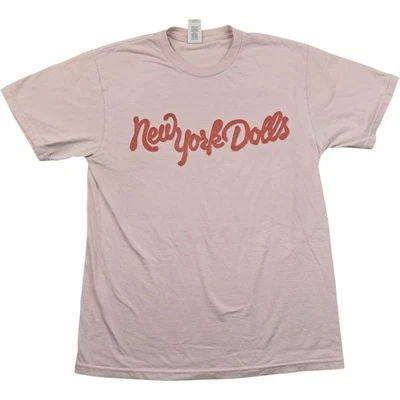 Camiseta New York Dolls Mediana Para Hombre Rosa Algodón Banda Camiseta Gráfico Etiqueta Gildan Foto 1 de 4