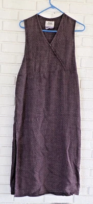 Vtg FLAX Overalls Dress Jeanne Engelhart Linen Dress Jumper Lagenlook Size Small - Image 1 of 4