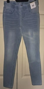 Justice Girls Denim Jeggings Blue 16 Pull On Medium Wash Distressed Nwt - Picture 1 of 4