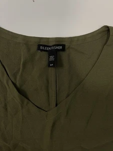 Mini Vestido Eileen Fisher SEDA para Mujer Talla S Verde Oliva Bolsillos con Cuello en V - Imagen 1 de 4
