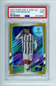 2020 Cristiano Ronaldo Topps Chrome Steve Aoki Gold Refractor Juventus /50 PSA 9 - Picture 1 of 3