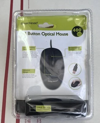 New!!! Gear Head OM3400U 3 Button Optical Standard USB Wired Mouse - Image 1 of 2