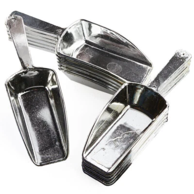 Paquete de 24 cucharas de caramelo de plástico plateado metálico de 5-1/2" Foto 1 de 4