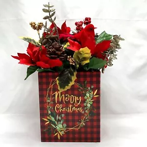 Holiday Floral Arrangement Artificial Flowers Christmas Gift Co-Worker Hostess - Picture 1 of 2