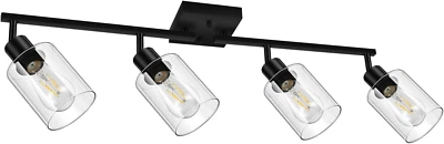 LED 4 Light Track Lighting Kit, 4 Way Ceiling Spot Lighting with Glass Lampshade - Image 1 of 4