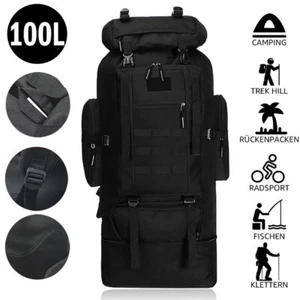 100L Wanderrucksack Wasserdicht Sport Outdoor Wandern Trekking Schwarz Rucksack - Bild 1 von 16