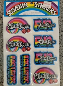 Vintage Puffy Rainbows Souvenir Aufkleber Retro 80er Sammlung VERSIEGELT Las Vegas - Bild 1 von 3