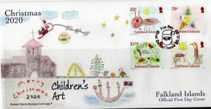 FALKLAND ISLANDS CHRISTMAS CHILDRENS ART 2020 FOX BAY CANCEL FDC  REF263 - Picture 1 of 1