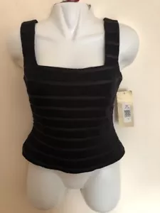 JS Collections Dressy Black Top Sleeveless Square Neck w Back Zipper, Size 8 - Picture 1 of 8