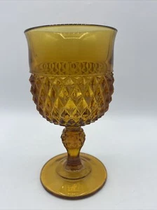 Vaso de vidrio vintage Indiana punta de diamante ámbar copa 8 oz mediados de siglo - Imagen 1 de 10