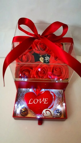 MAXI BOX FLOWER CON COLLANA E CASSETTO PER FIDANZATA REGALO SAN VALENTINO amore