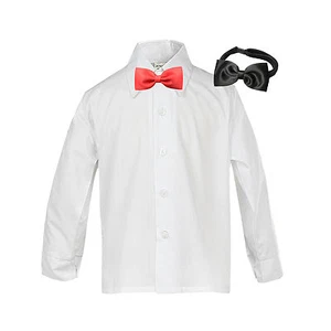 Baby Toddler Boy Teens Formal Tuxedo White Dress Shirt Red & Black Bow tie SM-20 - Picture 1 of 2