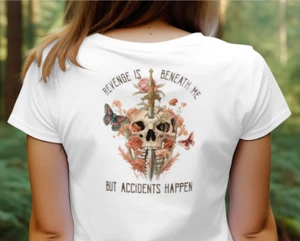 Revenge Is Beneath Me T-Shirt | Gothic Skull & Sword Graphic Tee | Punk Shirt - Picture 1 of 4