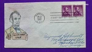 circa 1958 US postal Cover Abraham Lincoln amatuer artist hand Colored Drawing - Picture 1 of 2