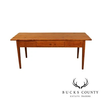 Antigua mesa de granja de pino francés del siglo XIX Foto 1 de 4