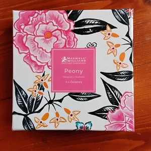 MAXWELL & WILLIAMS 'PEONY' BOXED SET OF 4 COASTERS. - Picture 1 of 9