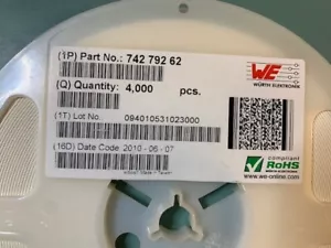 4,000 NEW WURTH 74279262 120 Ohms @ 100 MHz 1 Signal Line Ferrite Bead 0603 - Picture 1 of 2