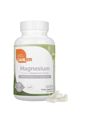 Magnesium Bioactive Magnesium Citrate Supplement 200 mg 120 Capsules Natural USA Foto 1 de 4