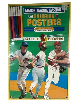 MLB 1990 carteles para colorear con marcadores guantes dorados sellados arte nuevo § Foto 1 de 4