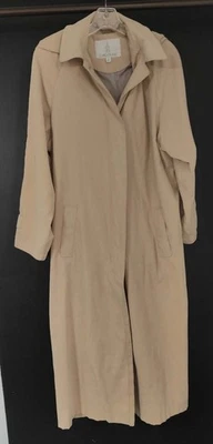 Винтажный London туман Тренч женщин Sz M хаки желтовато-коричневый с капюшоном длиной середины икры Lengt - Изображение 1 из 4