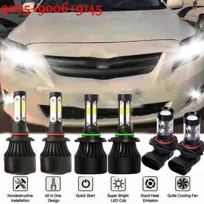 Lâmpadas de LED altas/baixas + luz de neblina A para Toyota Corolla 2005 2006 2007 2008 - Imagem 1 de 4